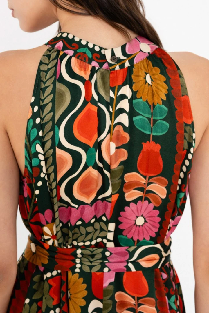 πίσω όψη από floral maxi φόρεμα philosophy satin print halter neck σε αέρινη γραμμή