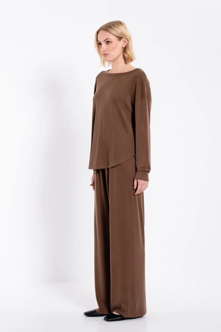 Philosophy Μπλούζα Top Long Rib Sandwashed Light Brown - Image 2