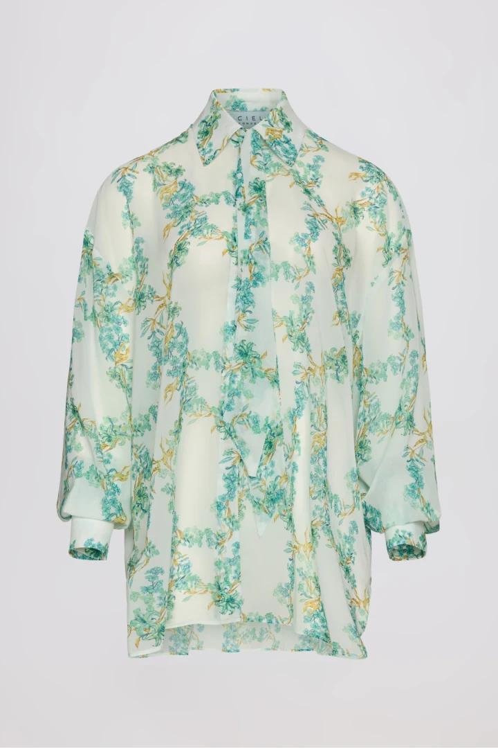 ciel-concept-grace-shirt γυναικείο κρουαζέ πουκάμισο ciel concept grace shirt με αφηρημένο πολύχρωμο abstract τύπωμα