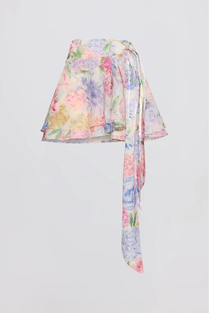 ciel-concept-margot-skirt γυναικεία floral μίνι φούστα φάκελος ciel concept margot skirt με ρυθμιζόμενο δέσιμο στη μέση