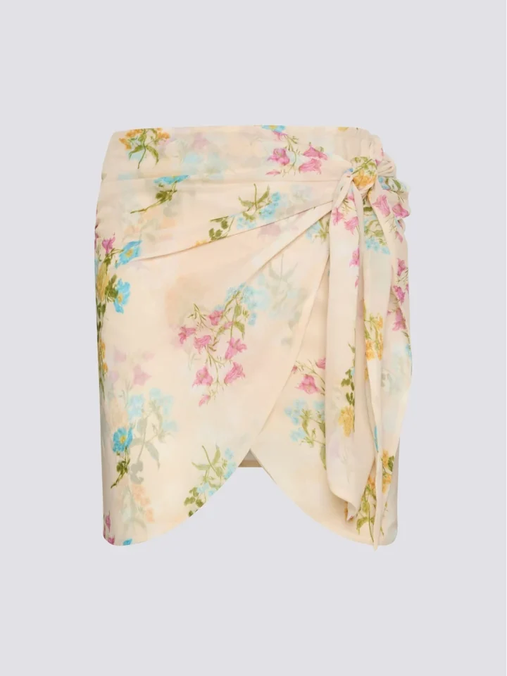 γυναικεία mini κρουαζέ φούστα ciel concept butter blossom με ζωγραφισμένο floral μοτίβο