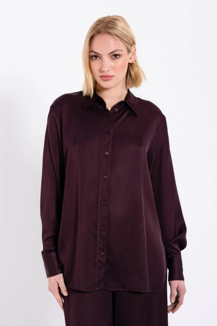 Philosophy Πουκάμισο Oversized Satin Ecovero - Image 2