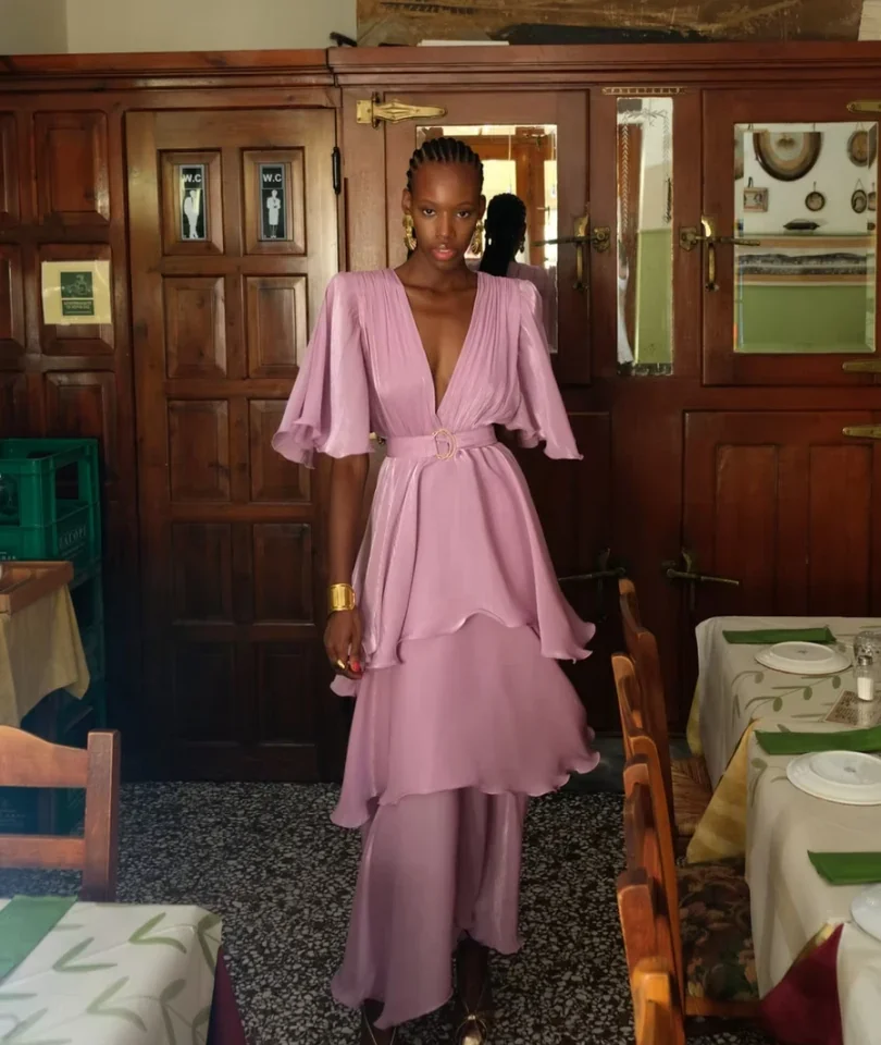 γυναικείο μεταλλιζέ μίνι φόρεμα nazezhda sarah dress lavender σε κρουαζέ γραμμή