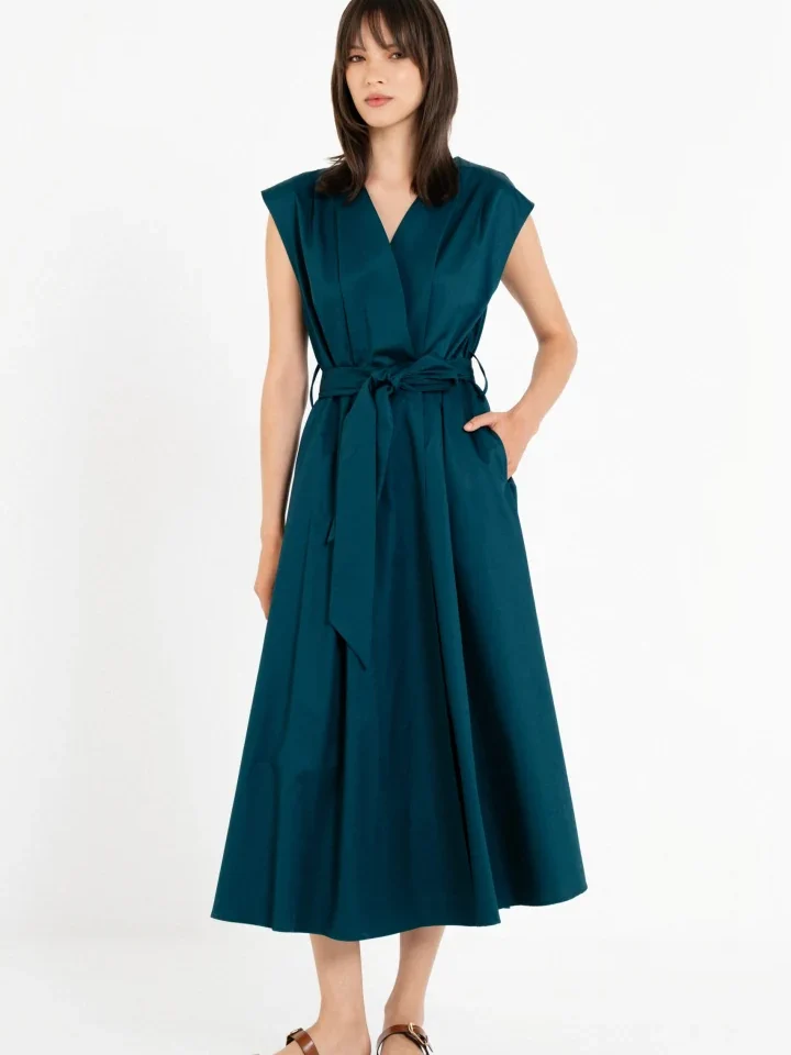 Ολόσωμο γυναικείο φόρεμα Philosophy Maxi Poplin Wrap σε dark emerald