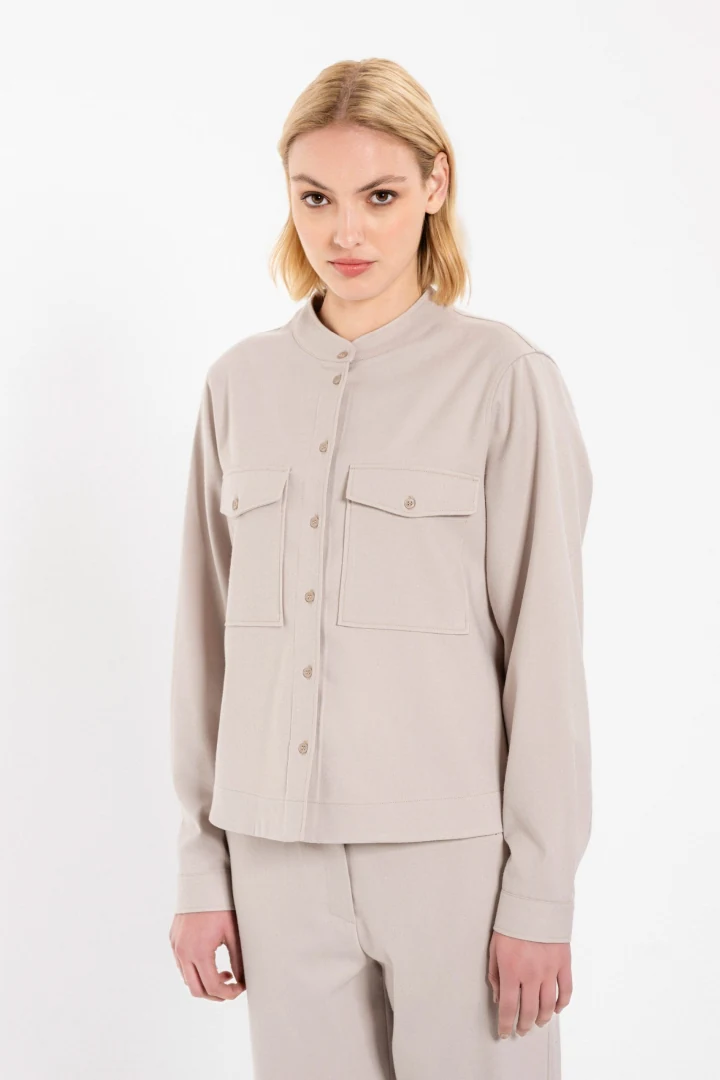 Philosophy Twill T/R Cropped Shirt Cream