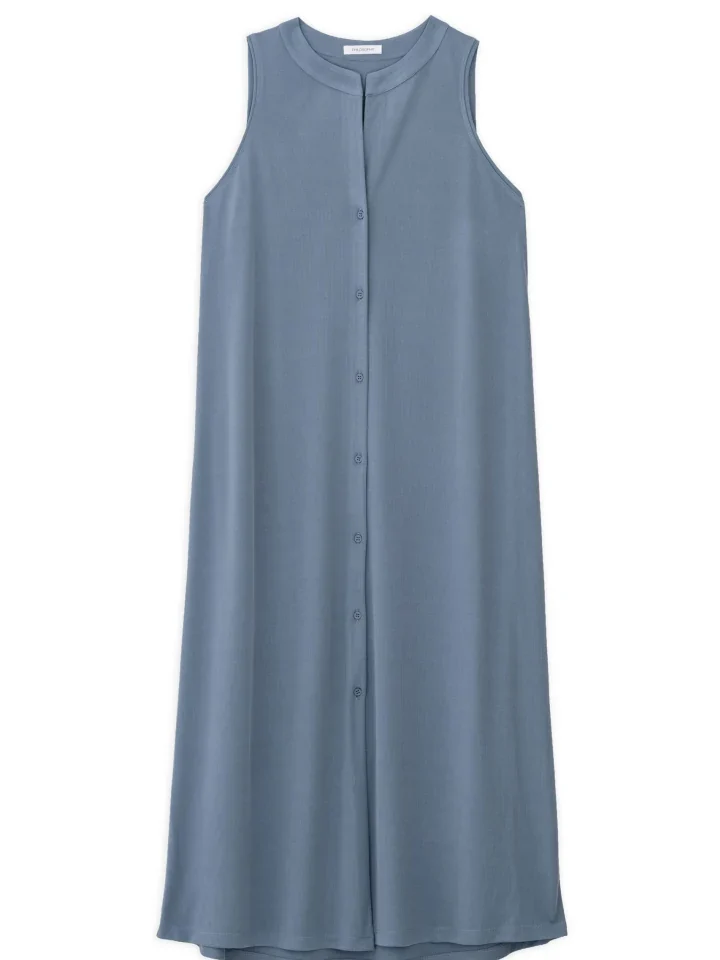 Γυναικείο maxi φόρεμα Philosophy Neck Rib Halter σε dusty blue