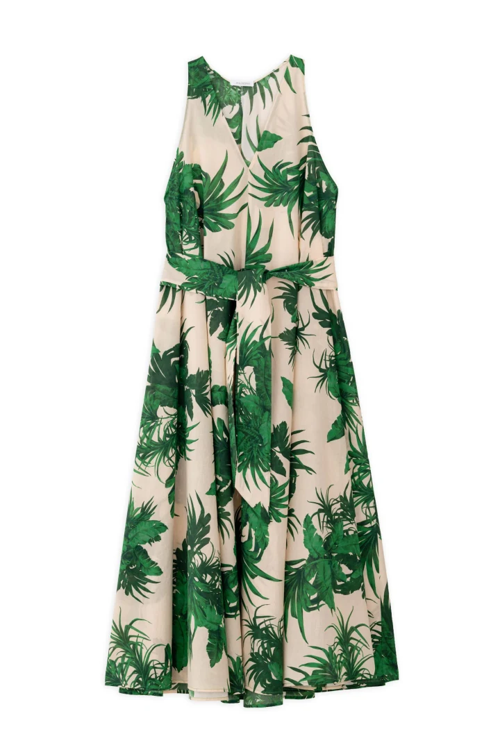 γυναικείο αέρινο εμπριμέ maxi φόρεμα philosophy sleeveless voile print με ζώνη