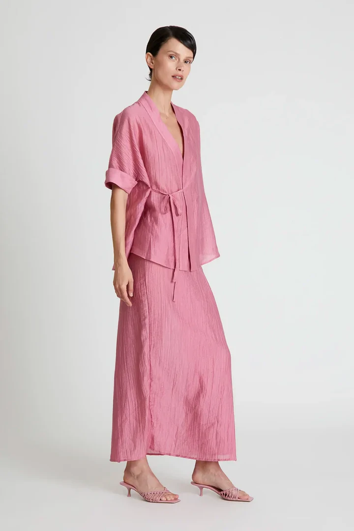 Long pink straight skirt