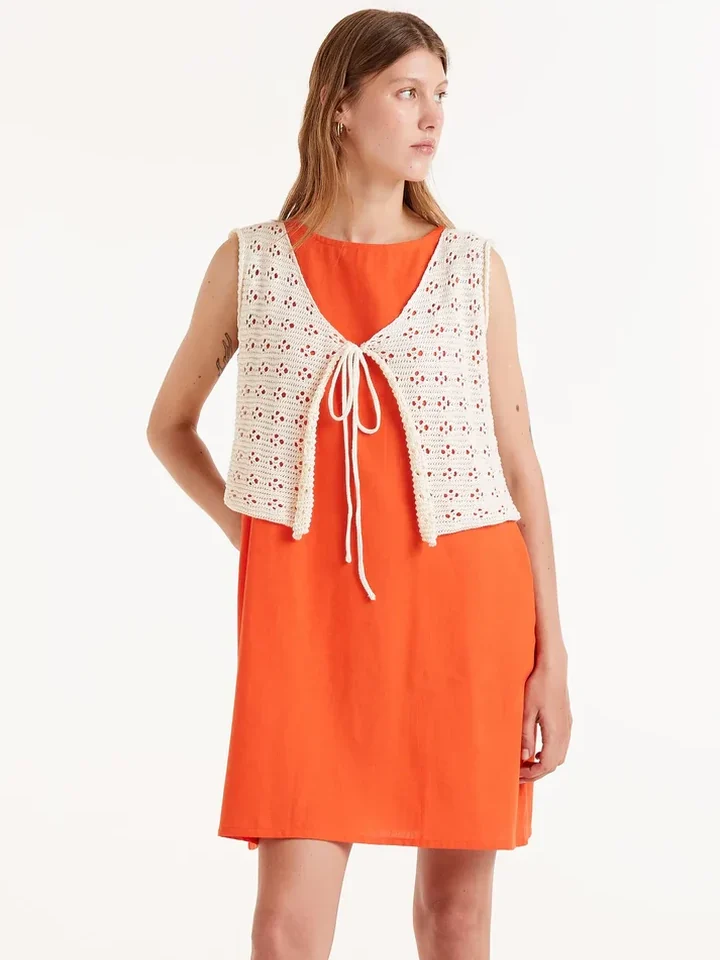 White crochet bow top