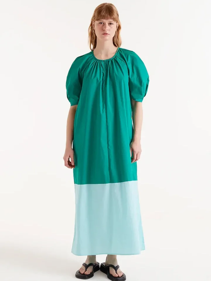 Long green two-tone dress