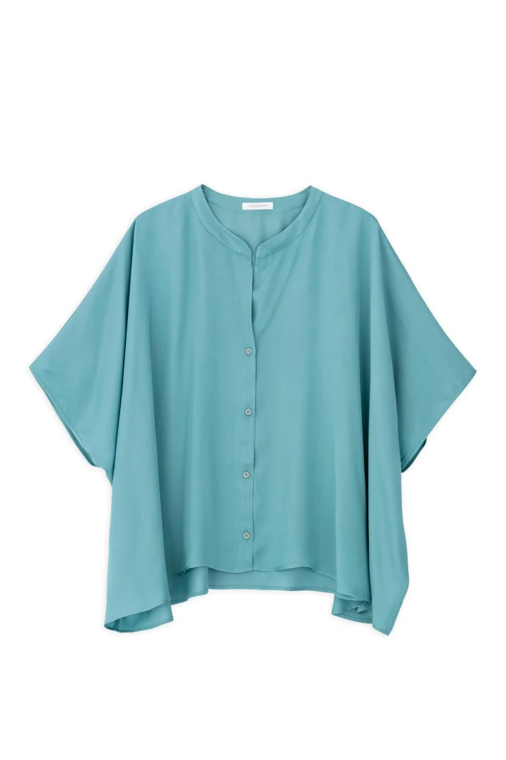Γυναικείο Philosophy Πουκάμισο Satin Fine Ecovero Oversized σε χρώμα ανοιχτό θαλασσί (light teal)