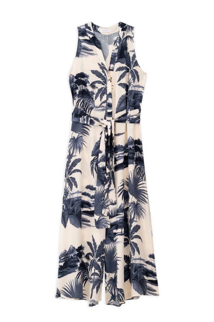 γυναικεία ολόσωμη εμπριμέ φόρμα philosophy jumpsuit satin print σε αέρινη χυτή γραμμή