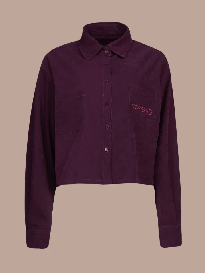 Koresho Fox aubergine crop shirt