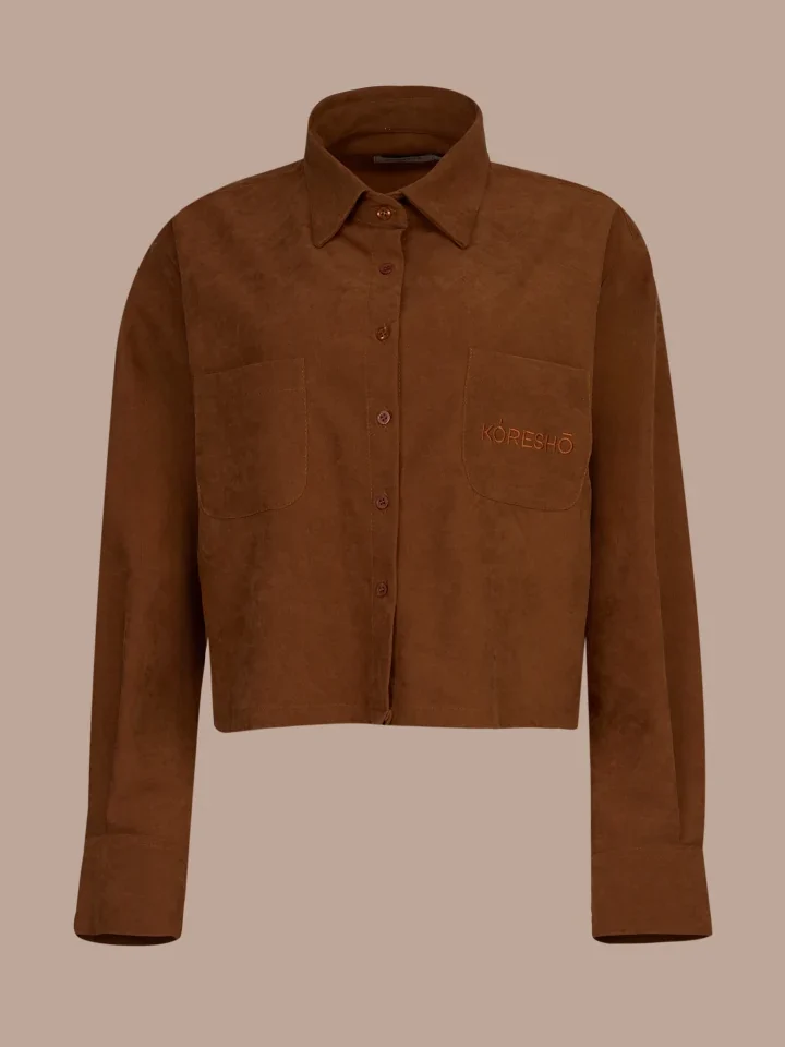 Koresho Fox camel crop shirt
