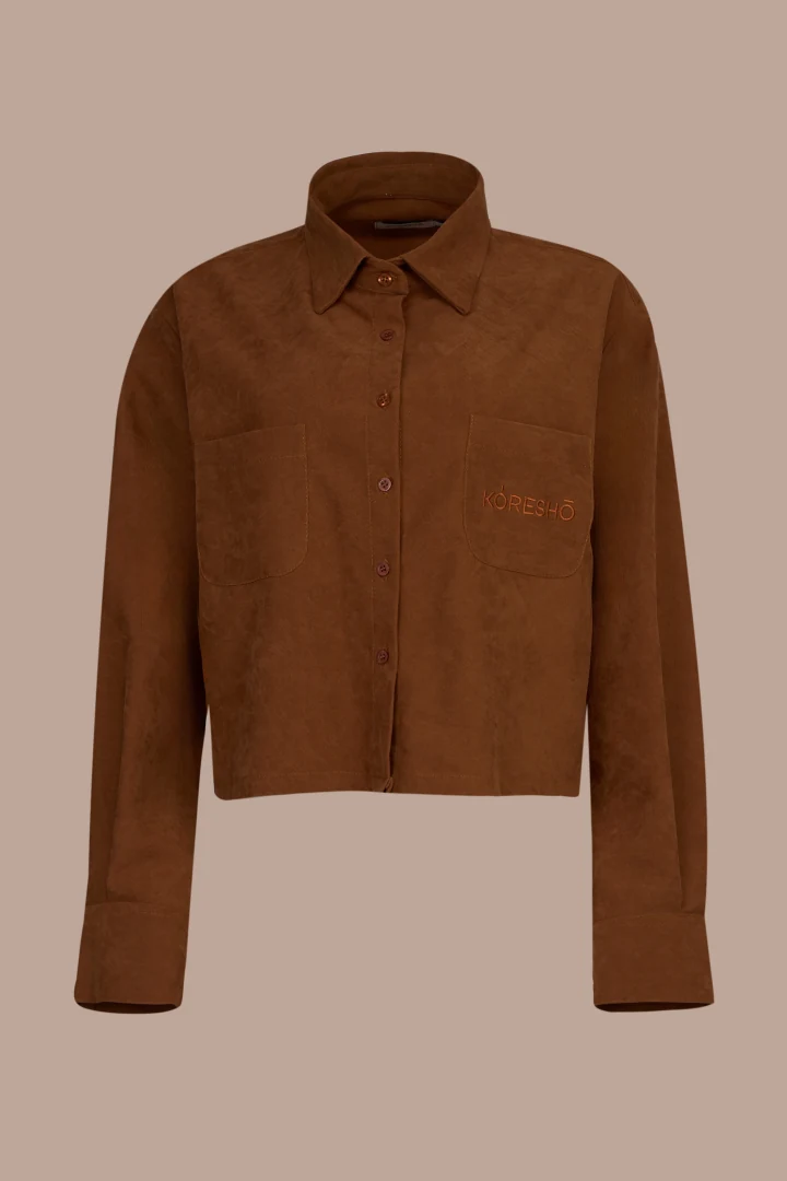 Koresho Fox camel crop shirt