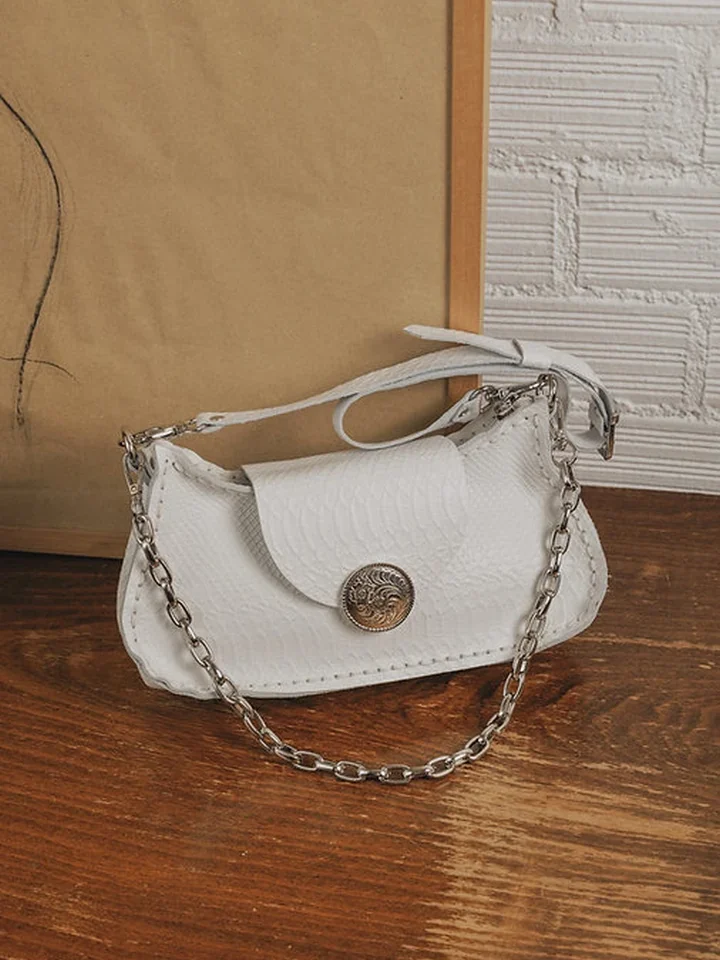 χειροποίητη δερμάτινη τσάντα ώμου individual art leather rise and shine off white
