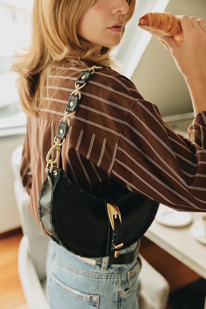 "More than this" shoulder bag, gold metal
