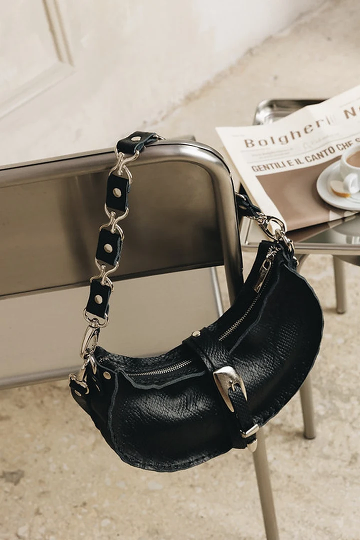 "More than this" shoulder bag, nickel metal