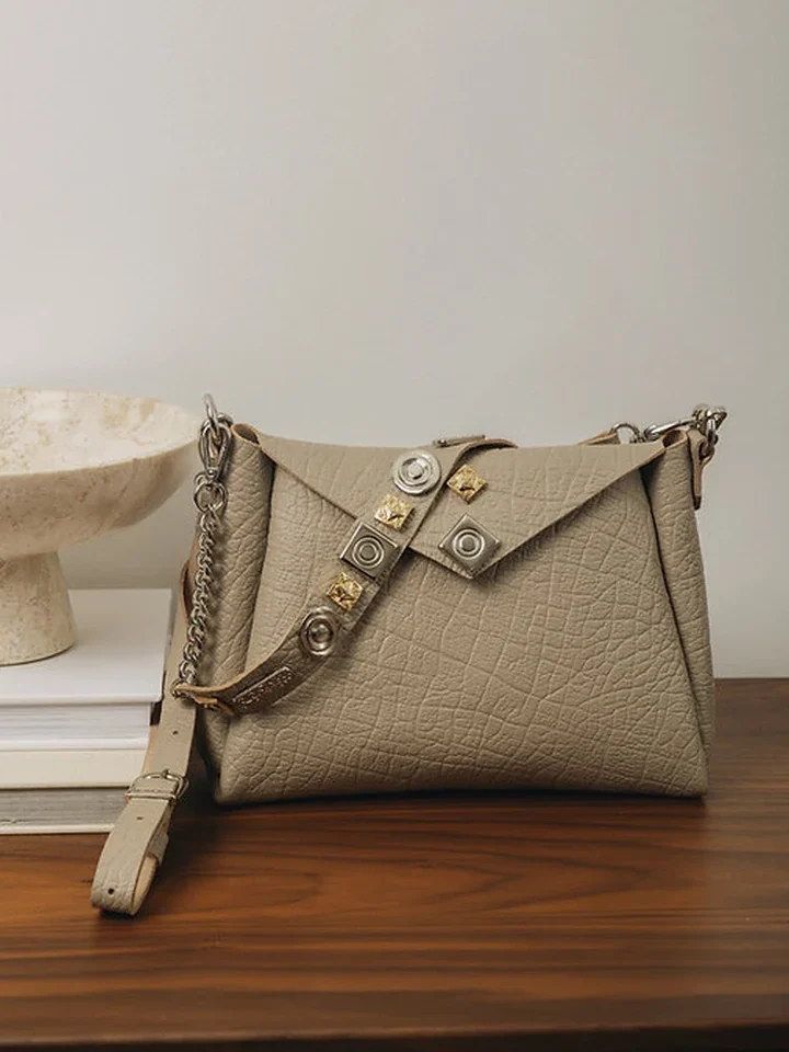 χειροποίητη δερμάτινη τσάντα individual art leather beautiful things stone beige πούρου