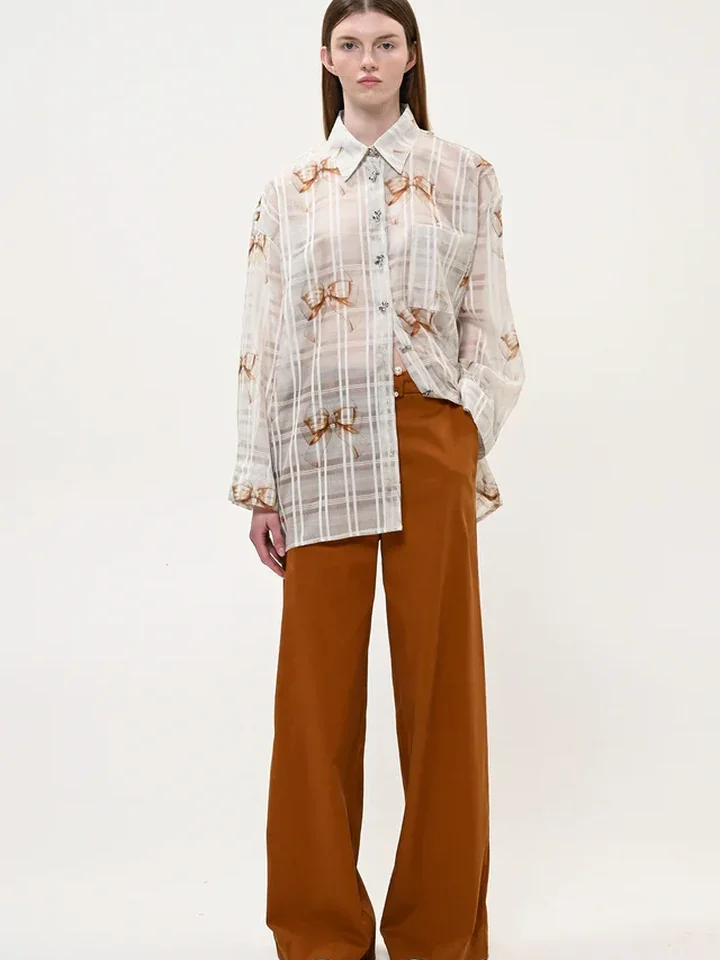 γυναικείο μπεζ πουκάμισο boom shirt beige bow