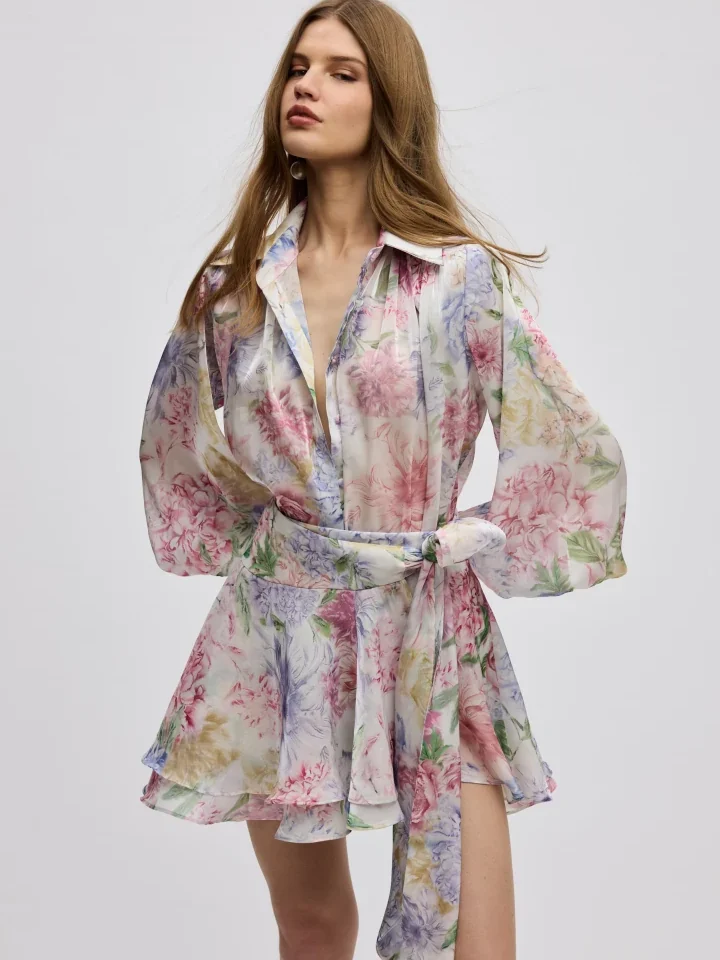 ciel-concept-margot-skirt κομψή ψηλόμεση κρουαζέ φούστα one size με εντυπωσιακό χειροποίητο τύπωμα φορεμένη ως καλοκαιρινό σετ