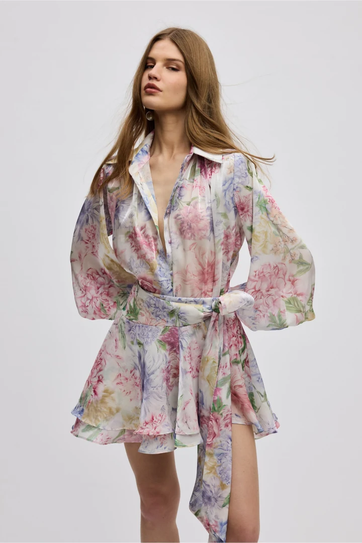ciel-concept-margot-skirt κομψή ψηλόμεση κρουαζέ φούστα one size με εντυπωσιακό χειροποίητο τύπωμα φορεμένη ως καλοκαιρινό σετ
