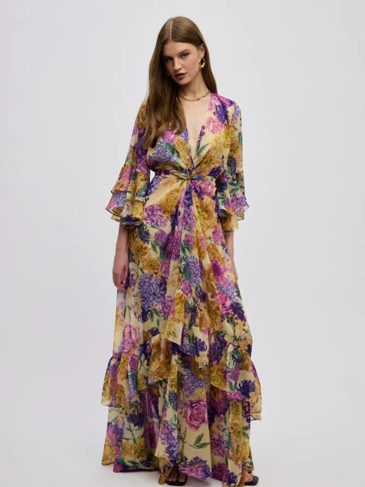 ciel-concept-camille-kimono αέρινο φόρεμα κιμονό με κρουαζέ γραμμή και ρυθμιζόμενο δέσιμο, ιδανικό για καλοκαιρινές εμφανίσεις