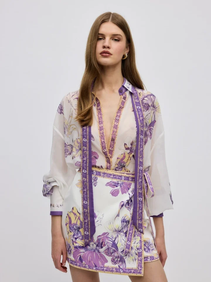 γυναικείο εμπριμέ πουκάμισο ciel concept vasiliki shirt με περίτεχνο placement print