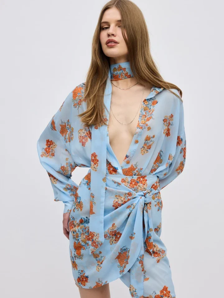 γυναικείο ιβουάρ εμπριμέ πουκάμισο ciel concept erato shirt με floral μοτίβο