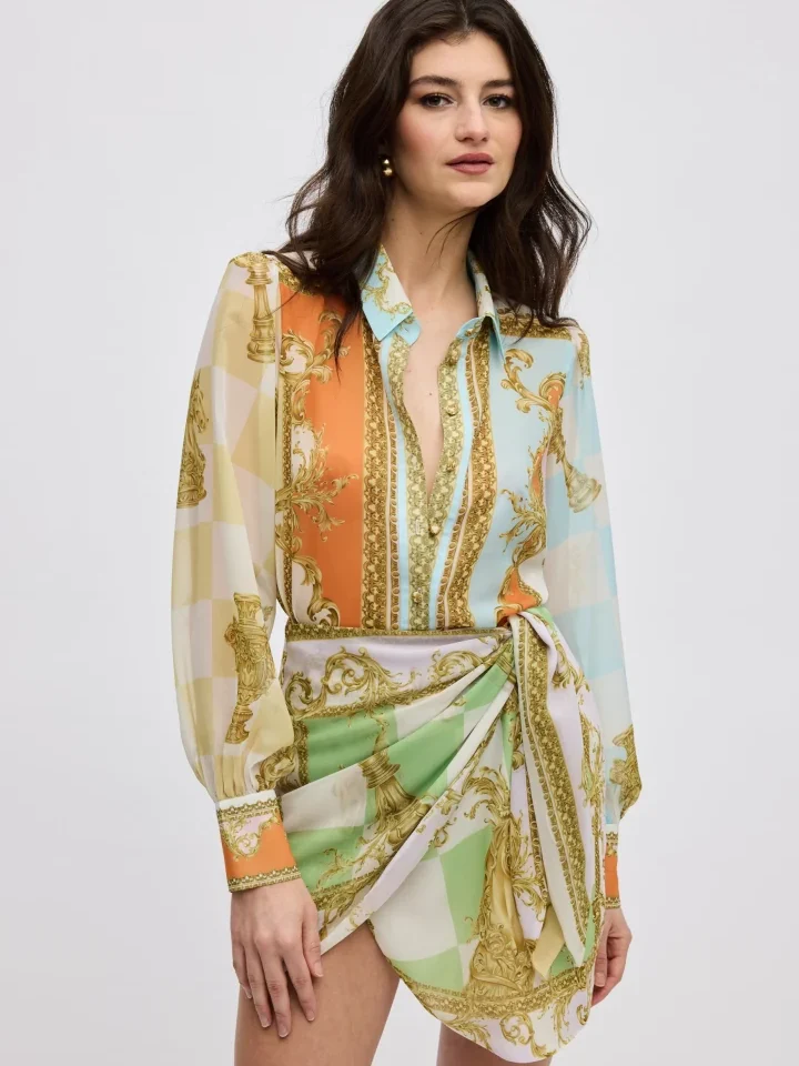 γυναικείο εμπριμέ πουκάμισο ciel concept diana shirt με ζωγραφισμένο μπαρόκ μοτίβο