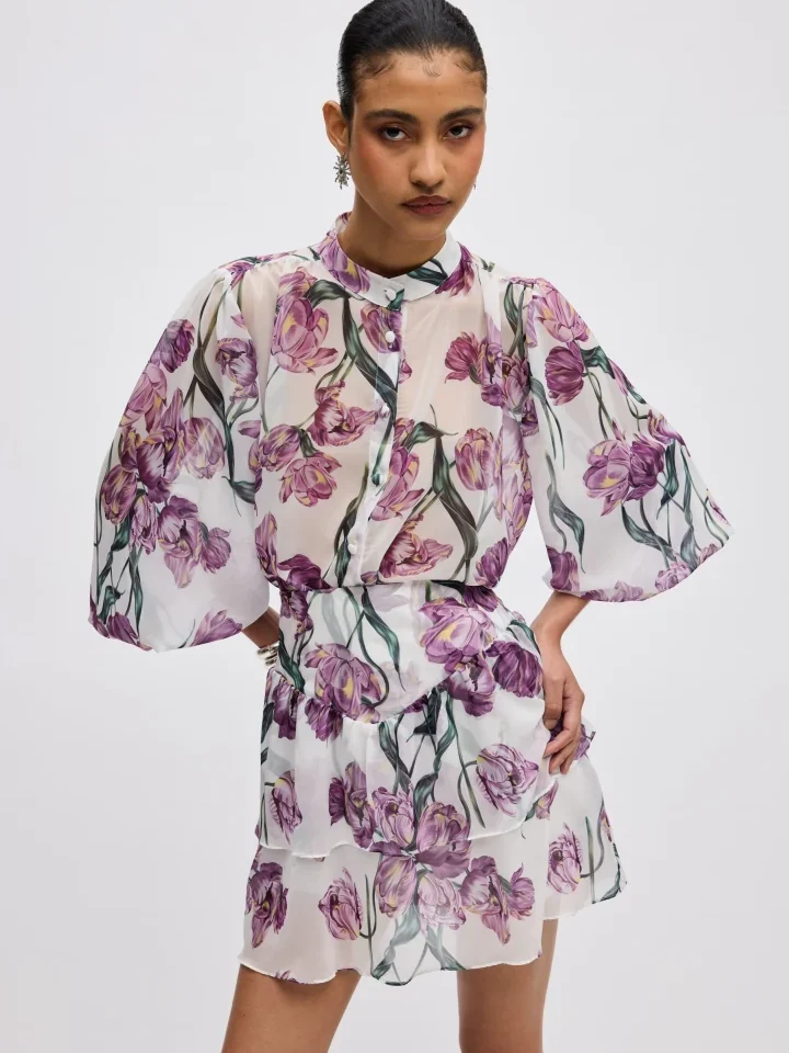 γυναικείο ιβουάρ πουκάμισο ciel concept tulipa shirt με floral μοτίβο από τουλίπες