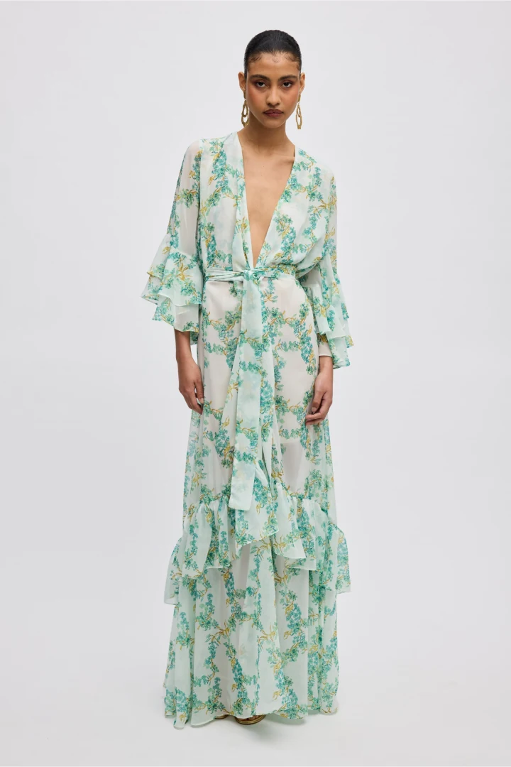 ciel-concept-grace-kimono αέρινο κρουαζέ φόρεμα κιμονό one size με φαρδιά μανίκια και δυναμικό print για statement καλοκαιρινές εμφανίσεις