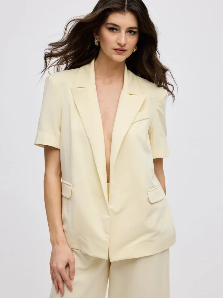 γυναικείο σακάκι blazer ciel concept σε βουτυρένιο κίτρινο χρώμα με μανίκια τριών τετάρτων