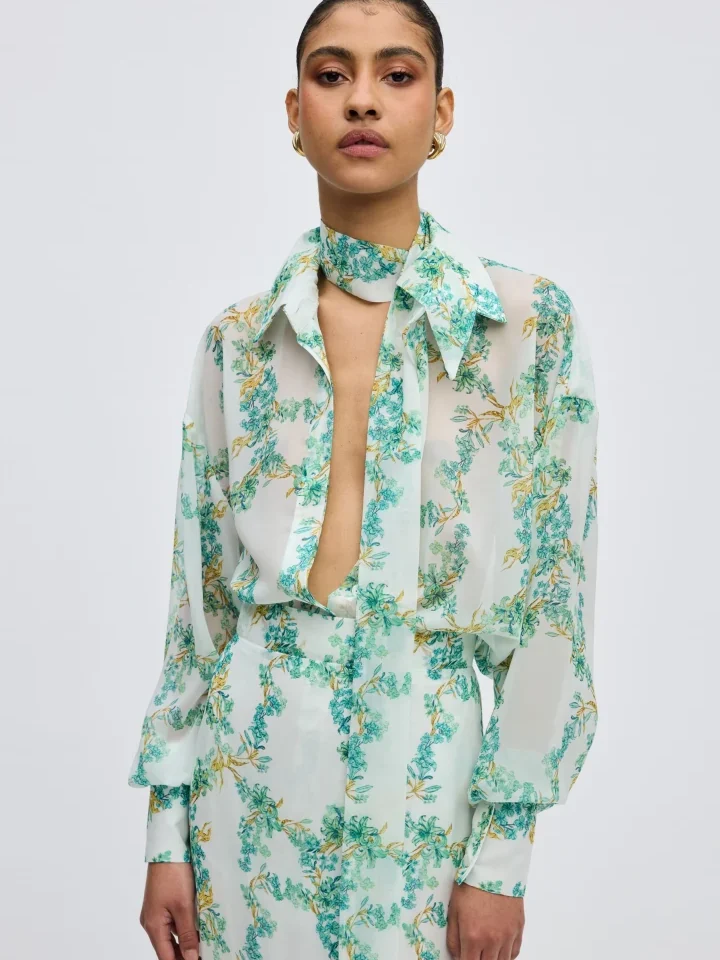 ciel-concept-grace-shirt κομψό γυναικείο πουκάμισο one size με φαρδιά μανίκια από ατσαλάκωτο silky ύφασμα για statement εμφανίσεις