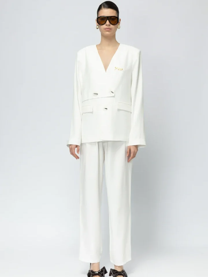 γυναικείο λευκό σακάκι mallory the label cuba libre blazer σε χαλαρή γραμμή