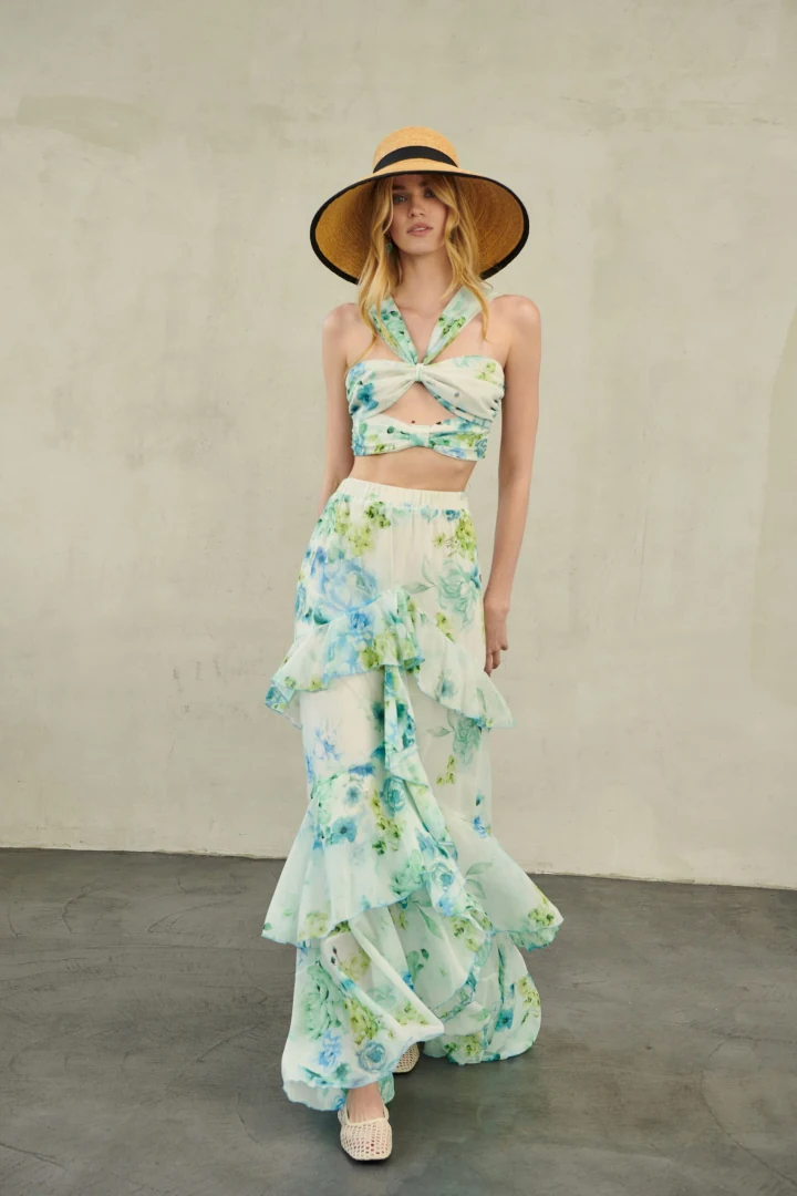 αέρινη μακριά φούστα zayel erya από μουσελίνα με floral print