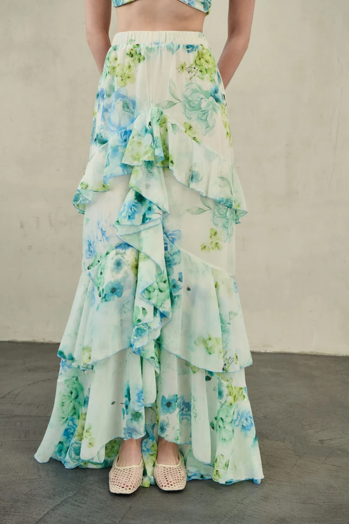 zayel erya καλοκαιρινό γυναικείο ντύσιμο με ciel floral maxi φούστα