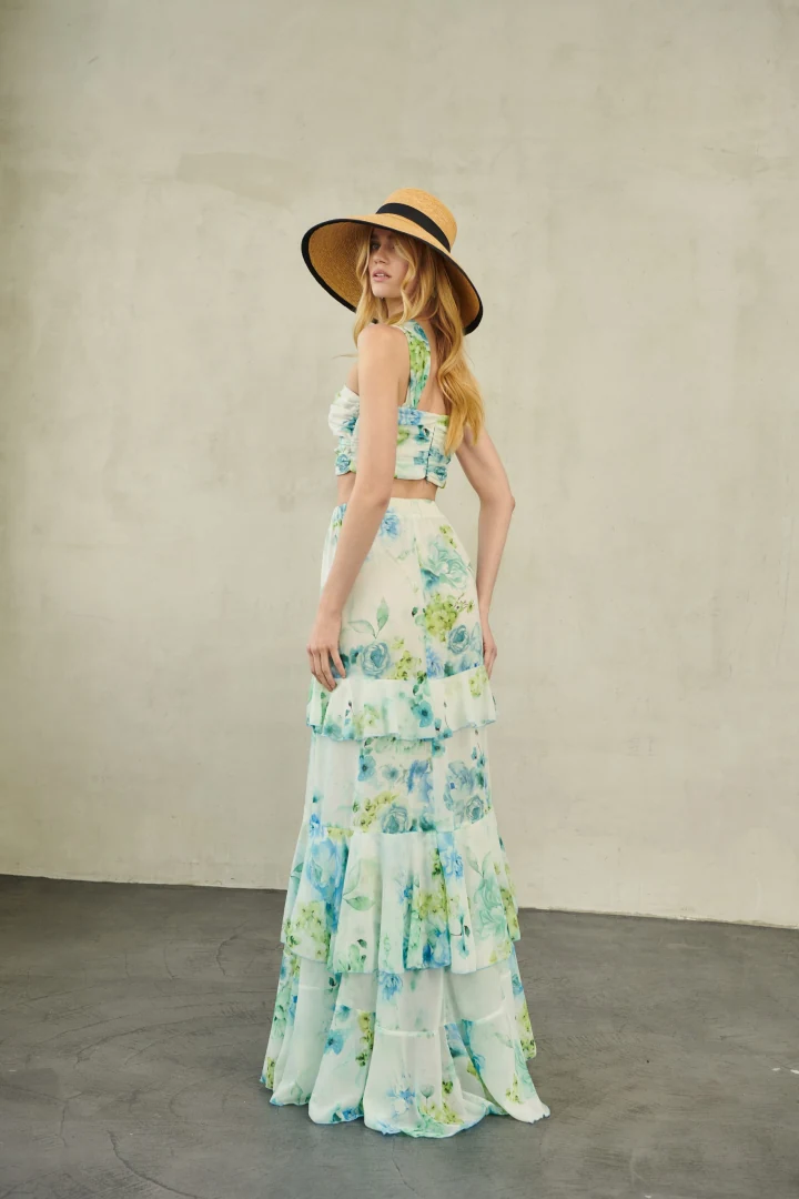 erya βολάν και floral μοτίβο από maxi φούστα zayel