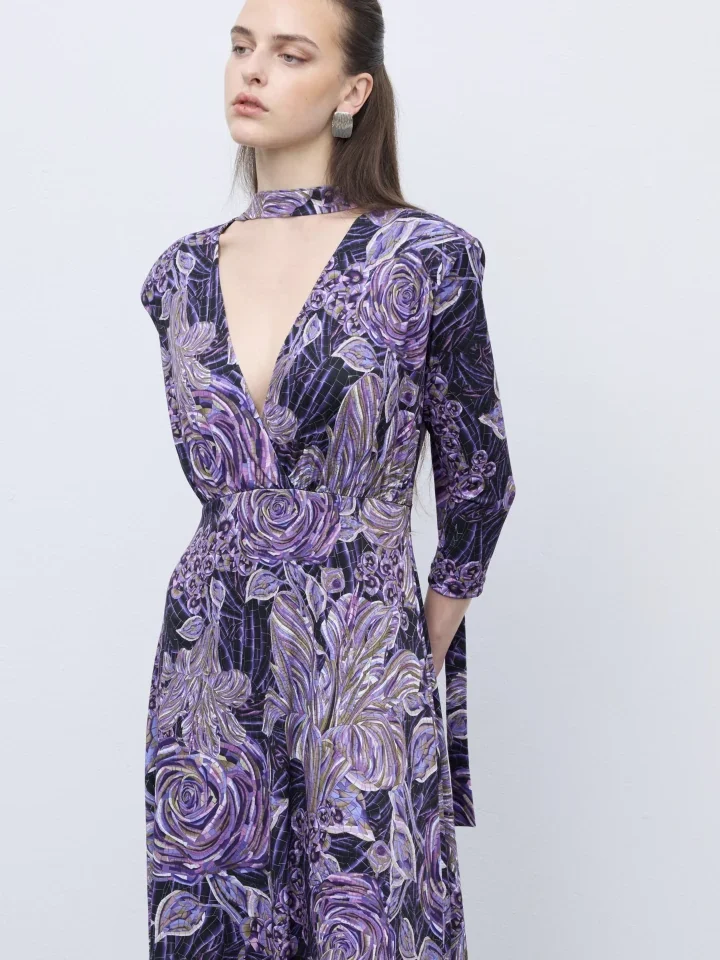 Ciel Mosaic Mauve Anthesis Midi Jersey Dress