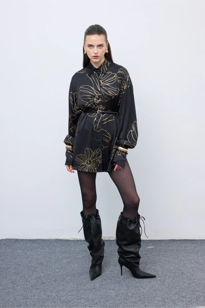 Ciel Gold Lines Shirt Black - Image 2