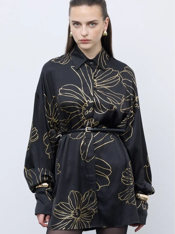 Ciel Gold Lines Shirt Black