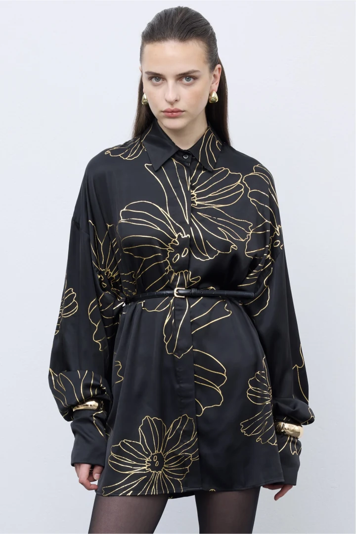 Ciel Gold Lines Shirt Black