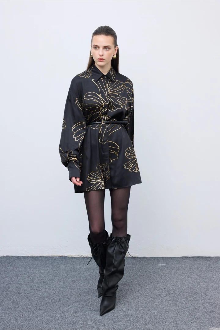 Ciel Gold Lines Shirt Black - Image 3