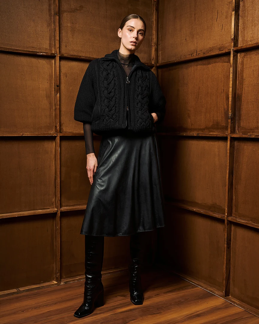 Cable knit jacket Black