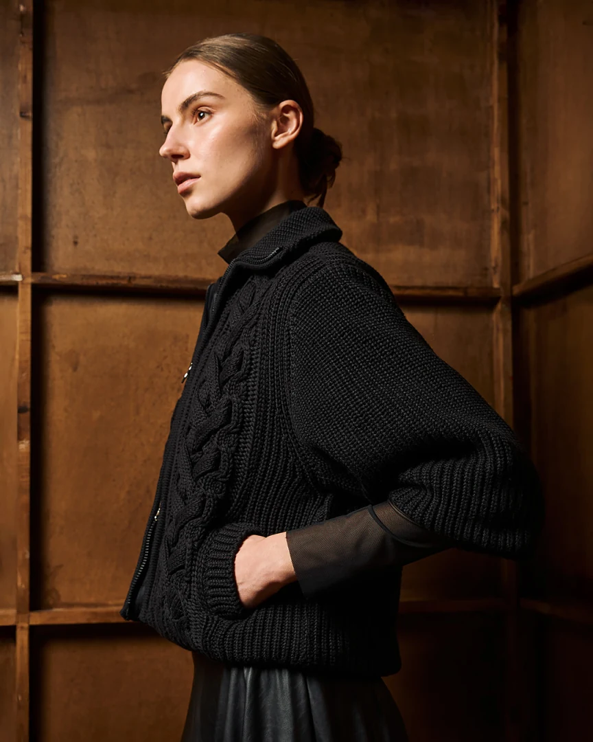 Cable knit jacket Black - Image 2