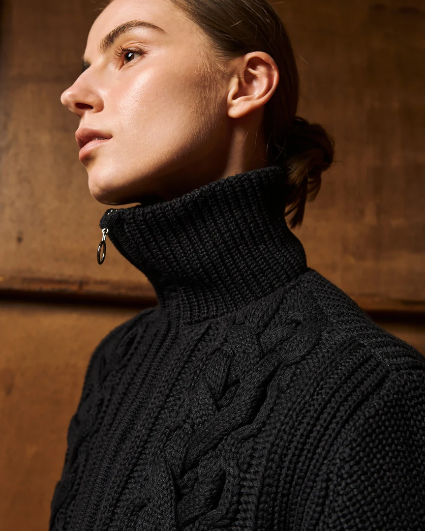 Cable knit jacket Black - Image 3