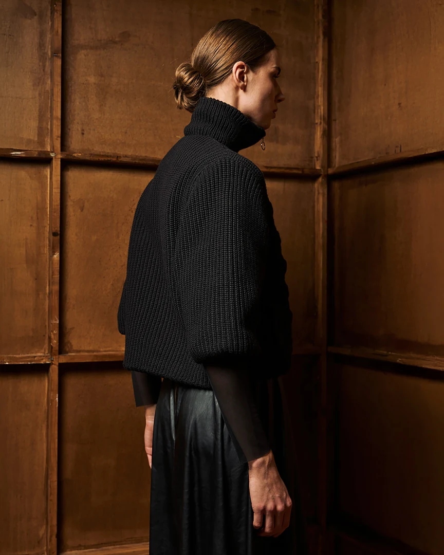 Cable knit jacket Black - Image 4