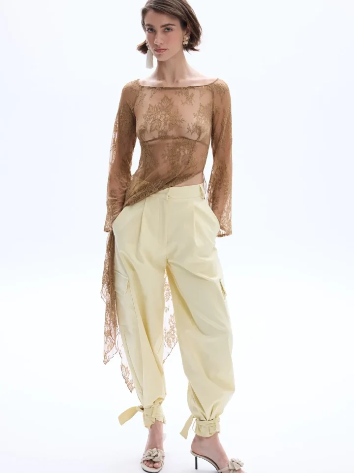 γυναικείο κίτρινο cargo παντελόνι be a bee lindsay yellow cargo pants