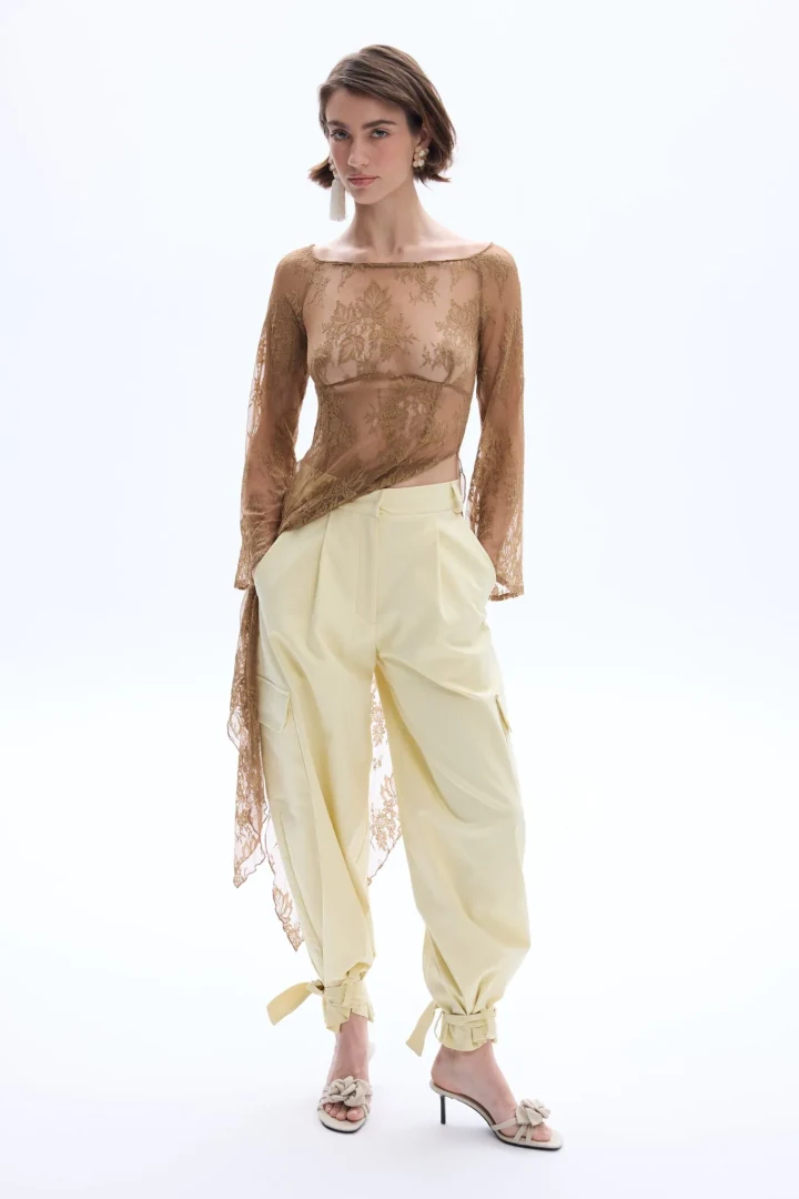 γυναικείο κίτρινο cargo παντελόνι be a bee lindsay yellow cargo pants