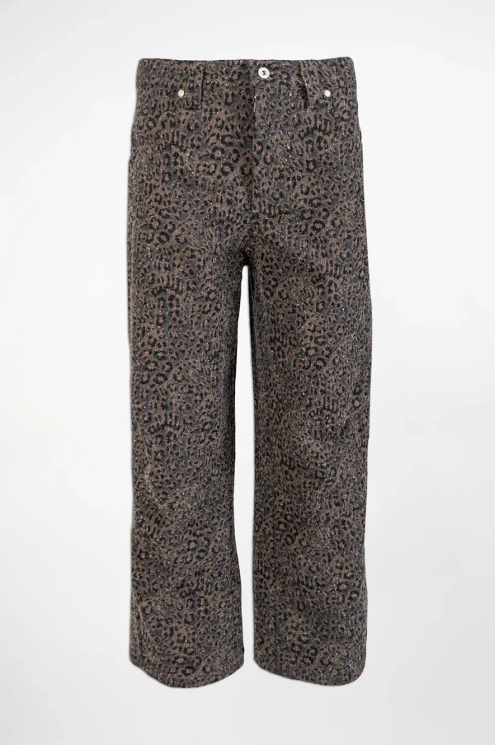 Black&Black Animal Print Crop Denim Trousers - Image 3